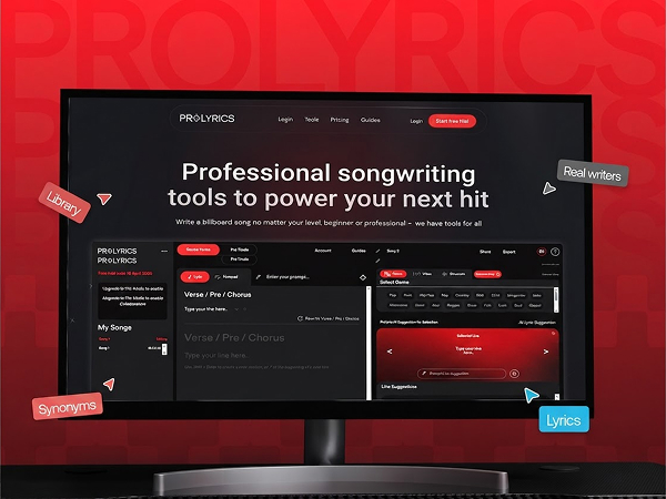 AI-powered platform crafts lyrics with real writer collaboration.